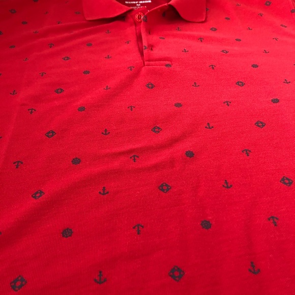 NWOT Surf Ride Red Polo Short Sleeve Shirt Anchor Printed - Picture 6 of 9
